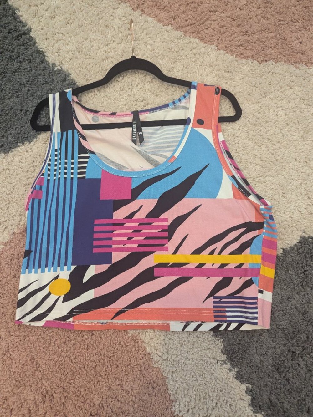 Dangerfield Geometric Crop Tank Top NWOT Size 18 Australian Designer